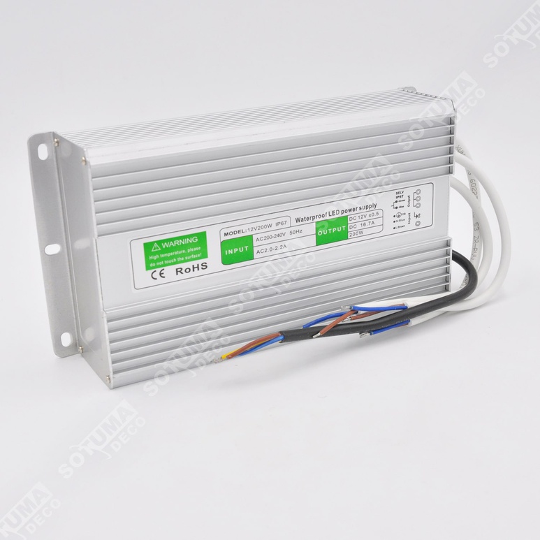 Transformateur 12 volts - sortie unique de 200 watts IP67