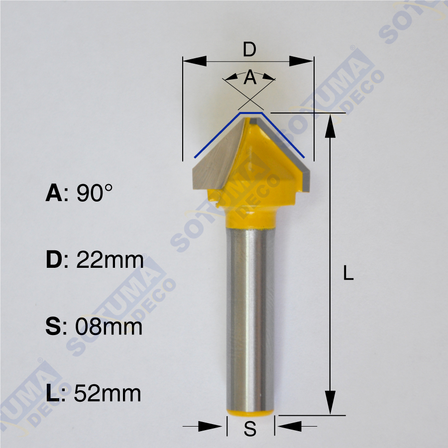[TACP90] FRAISE  A RENURER EN V 90° POUR ALUCOBOND